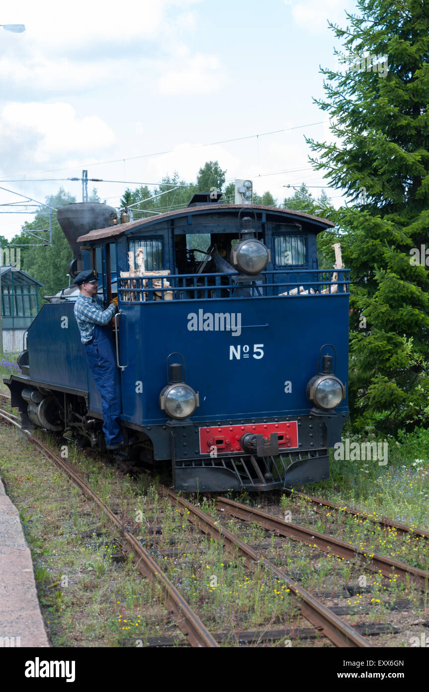 Il finlandese strette gage treno a vapore Foto Stock