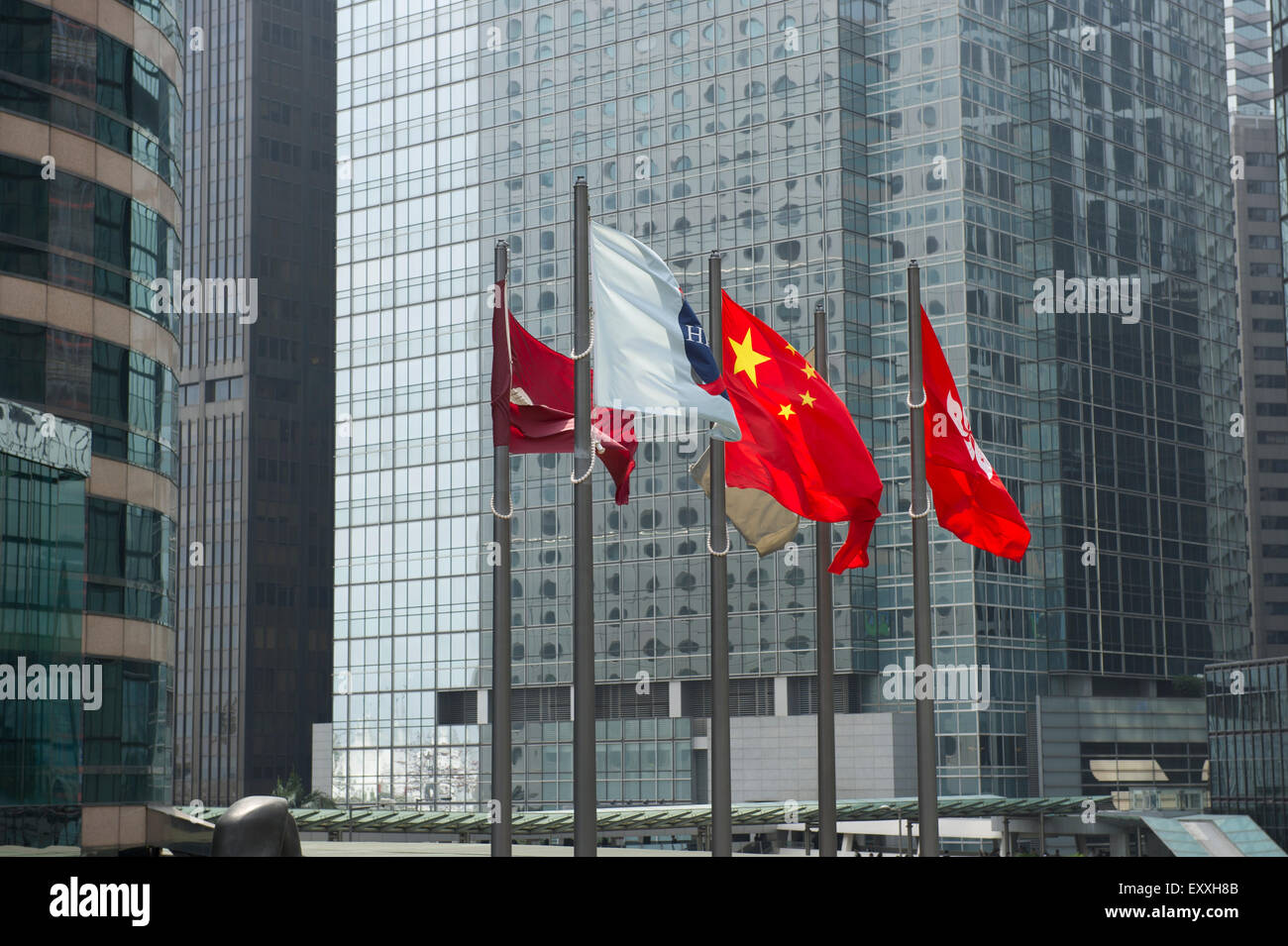Bandiere di Cina e Hong Kong Foto Stock