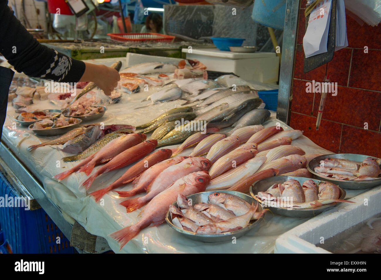 Hong Kong all'aperto il mercato alimentare Foto Stock