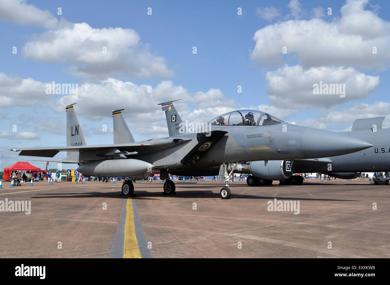 F-15C Eagle della US Air Force sul display a RIAT 2015, Fairford, UK. Credito: Antony ortica/Alamy Live News Foto Stock