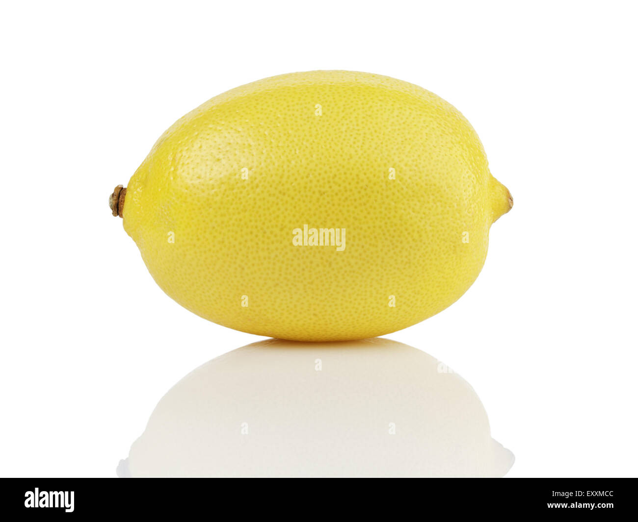 Uno fresche e mature isolato di limone su bianco Foto Stock
