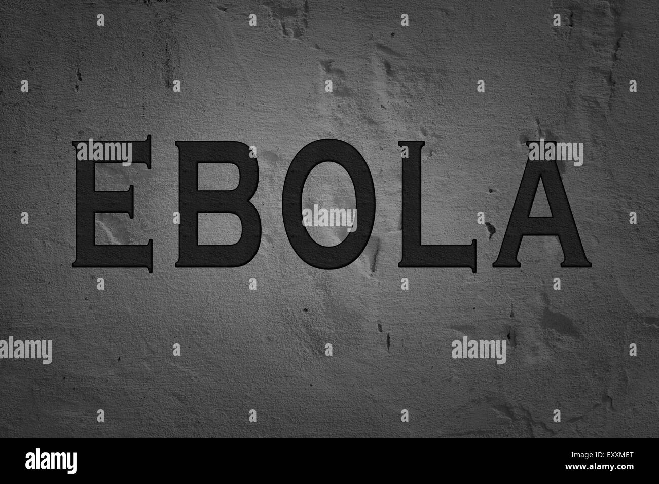 Parola di Ebola isolato su sfondo scuro Foto Stock