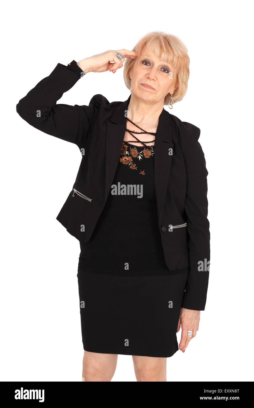 Bella donna facendo espressioni diverse in diversi set di vestiti: suicidarsi Foto Stock