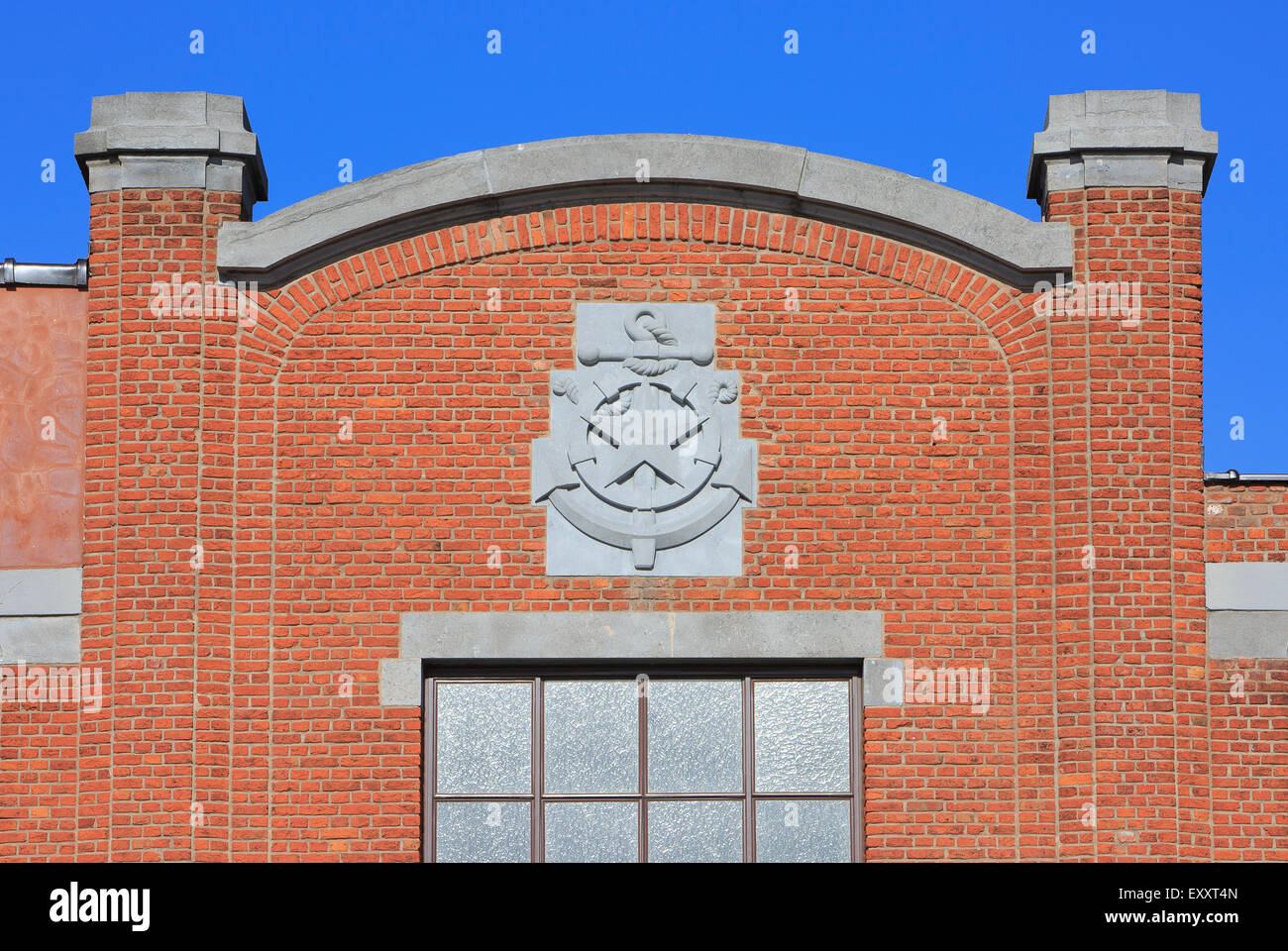 Dettaglio facciata della Red Star Line museo di Anversa, Belgio Foto Stock