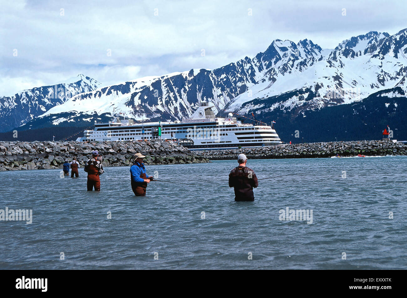La pesca del salmone,Risurrezione Bay,Seward,Alaska Foto Stock