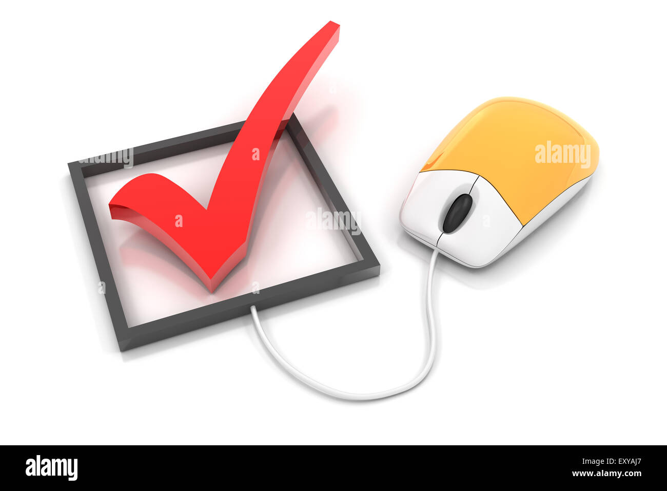 Casella di controllo con il mouse del computer, 3D render Foto Stock