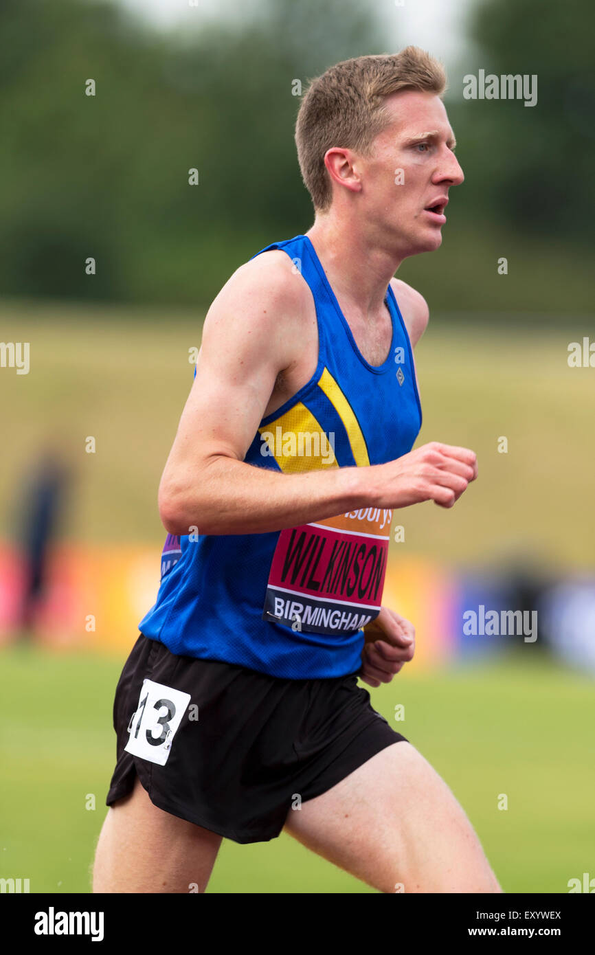 James WILKINSON Uomini 3000m Siepi, 2014 Sainsbury's del Campionato Britannico Birmingham Alexander Stadium Regno Unito Foto Stock