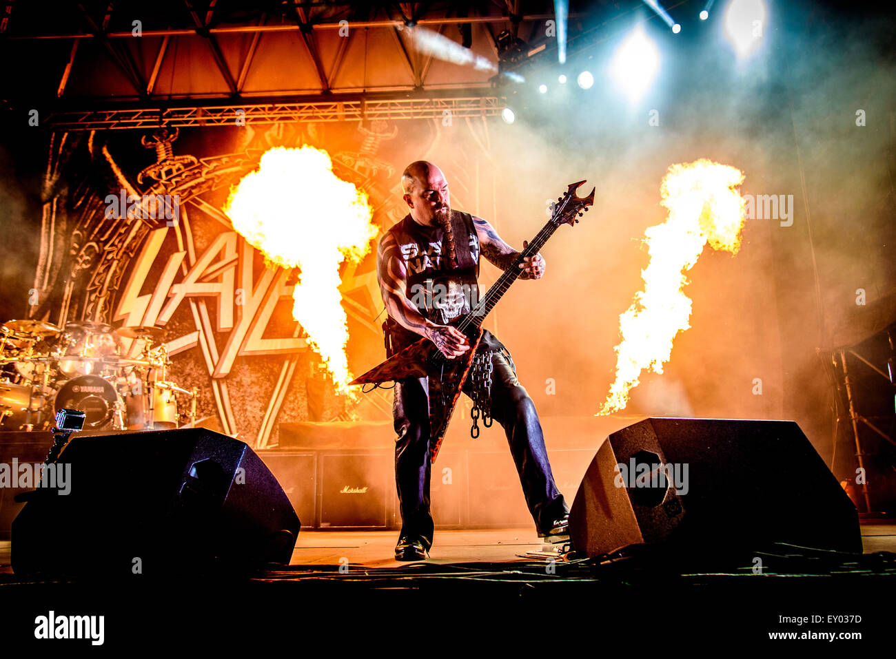 Toronto, Ontario, Canada. Il 15 luglio 2015. American thrash metal band cacciatrice eseguita a TD Echo Beach a Toronto il rivestimento del padiglione per Energia di Rockstar Mayhem Festival. I membri della band: TOM ARAYA, KERRY KING, PAUL BOSTAPH, GARY HOLT © Igor Vidyashev/ZUMA filo/Alamy Live News Foto Stock