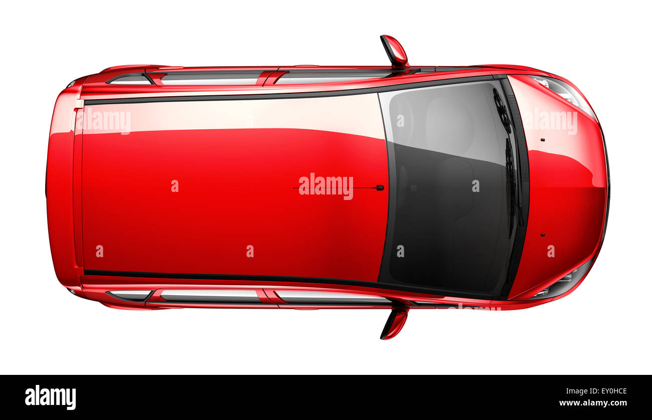 Compact auto rossa - vista superiore Foto Stock