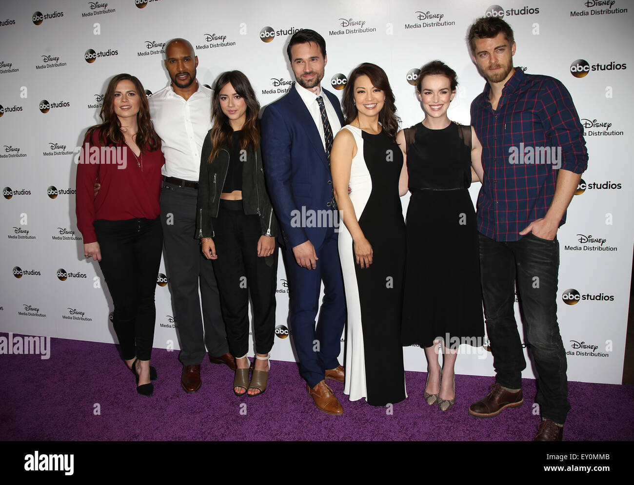 Il 2015 Disney Media distribuzione internazionale Upfronts dotate: Hayley Atwell, Henry Simmons, Chloe Bennett, Brett Dalton, Ming-Na Wen, Elizabeth Henstridge, Luke Mitchell dove: di Burbank, California, Stati Uniti quando: 18 Maggio 2015 Foto Stock