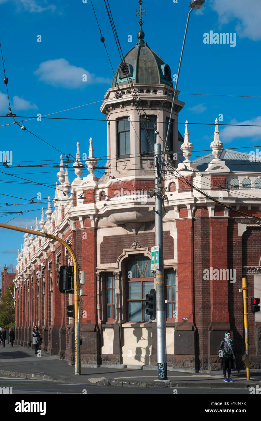 Ex cavo motore Tram House l'angolo di Gertrude e Nicholson strade, Fitzroy, Melbourne Foto Stock
