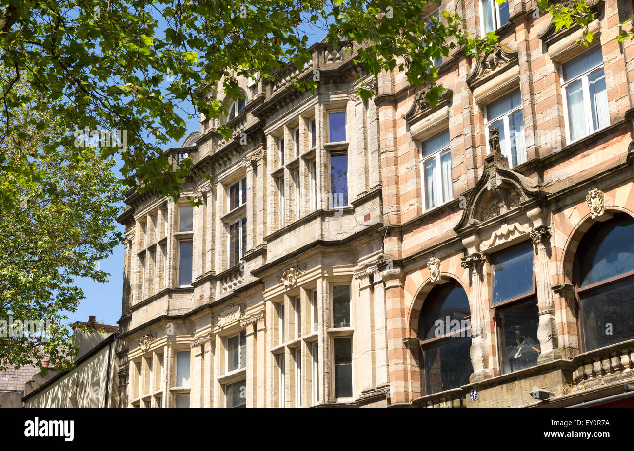 Storico di epoca vittoriana edifici nel vento Street, Swansea, West Glamorgan, South Wales, Regno Unito Foto Stock