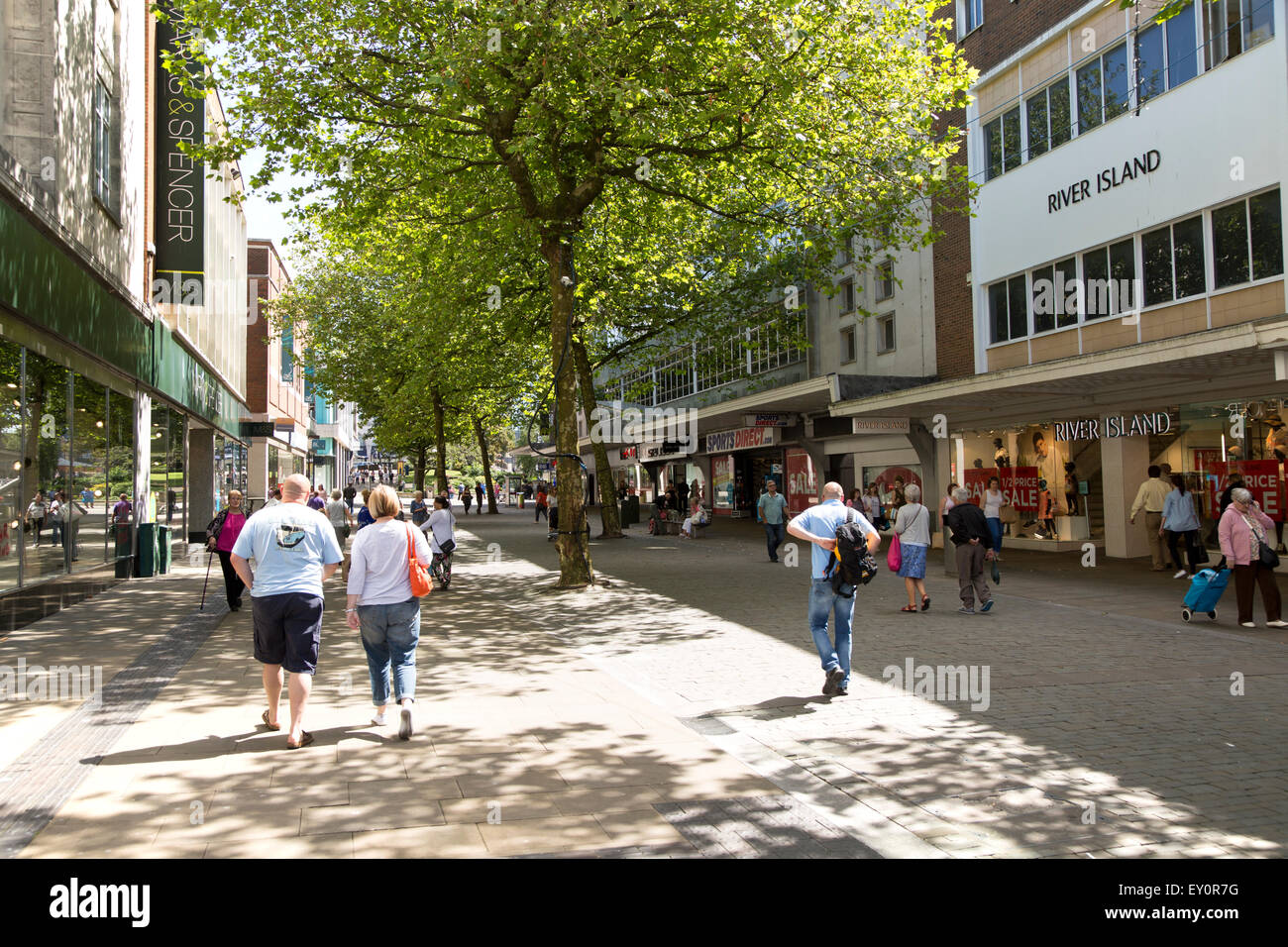 Central area pedonale dello shopping, Swansea, West Glamorgan, South Wales, Regno Unito Foto Stock