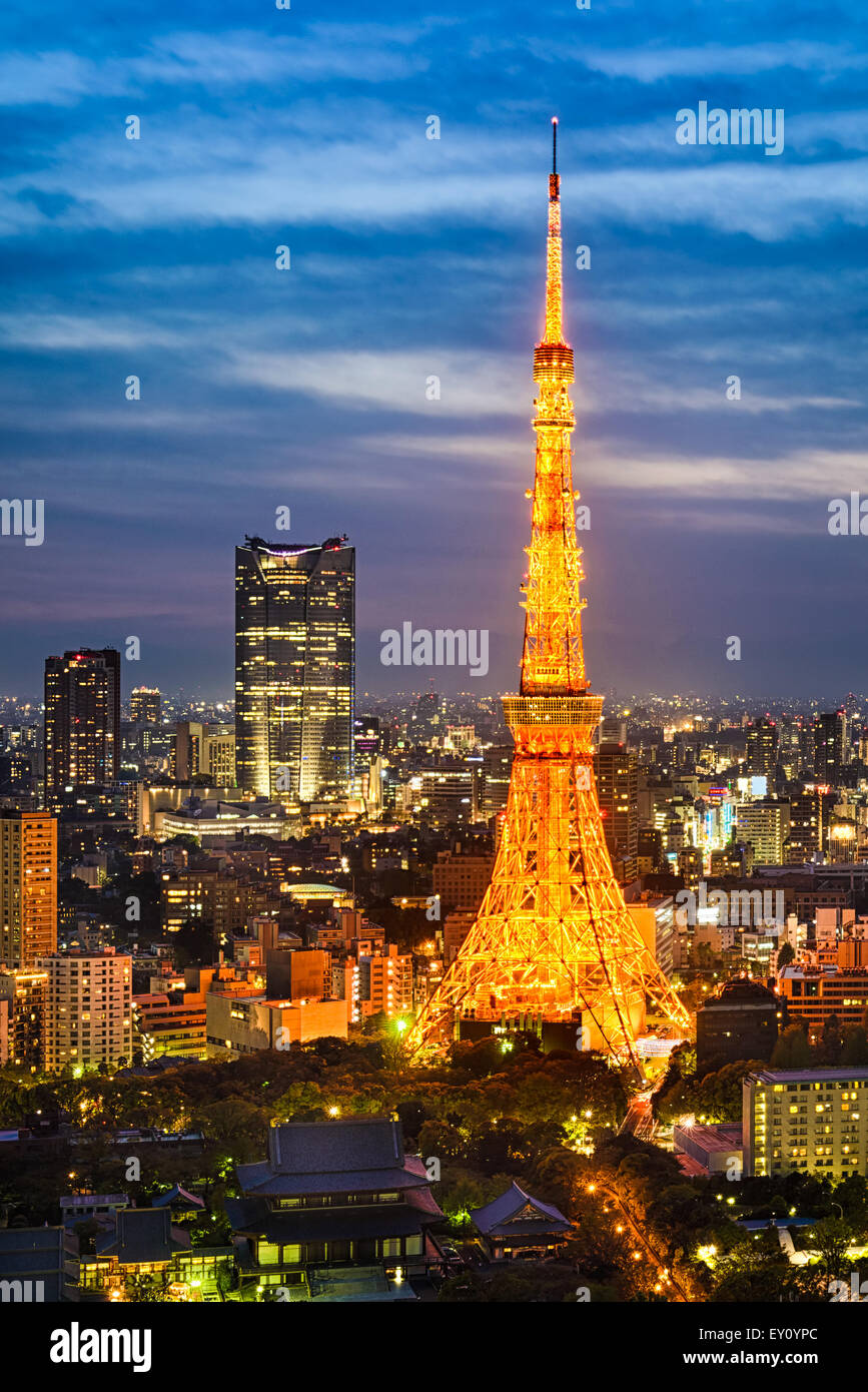 Notte skyline di Tokyo, Giappone Foto Stock
