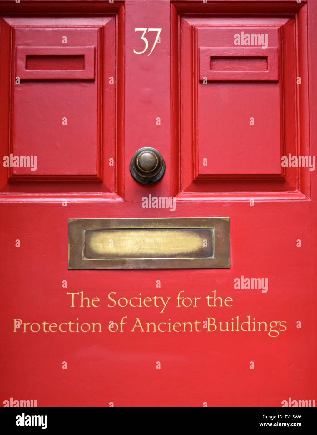 Sportello anteriore per la Società per la protezione degli edifici antichi in Spitalfields Foto Stock