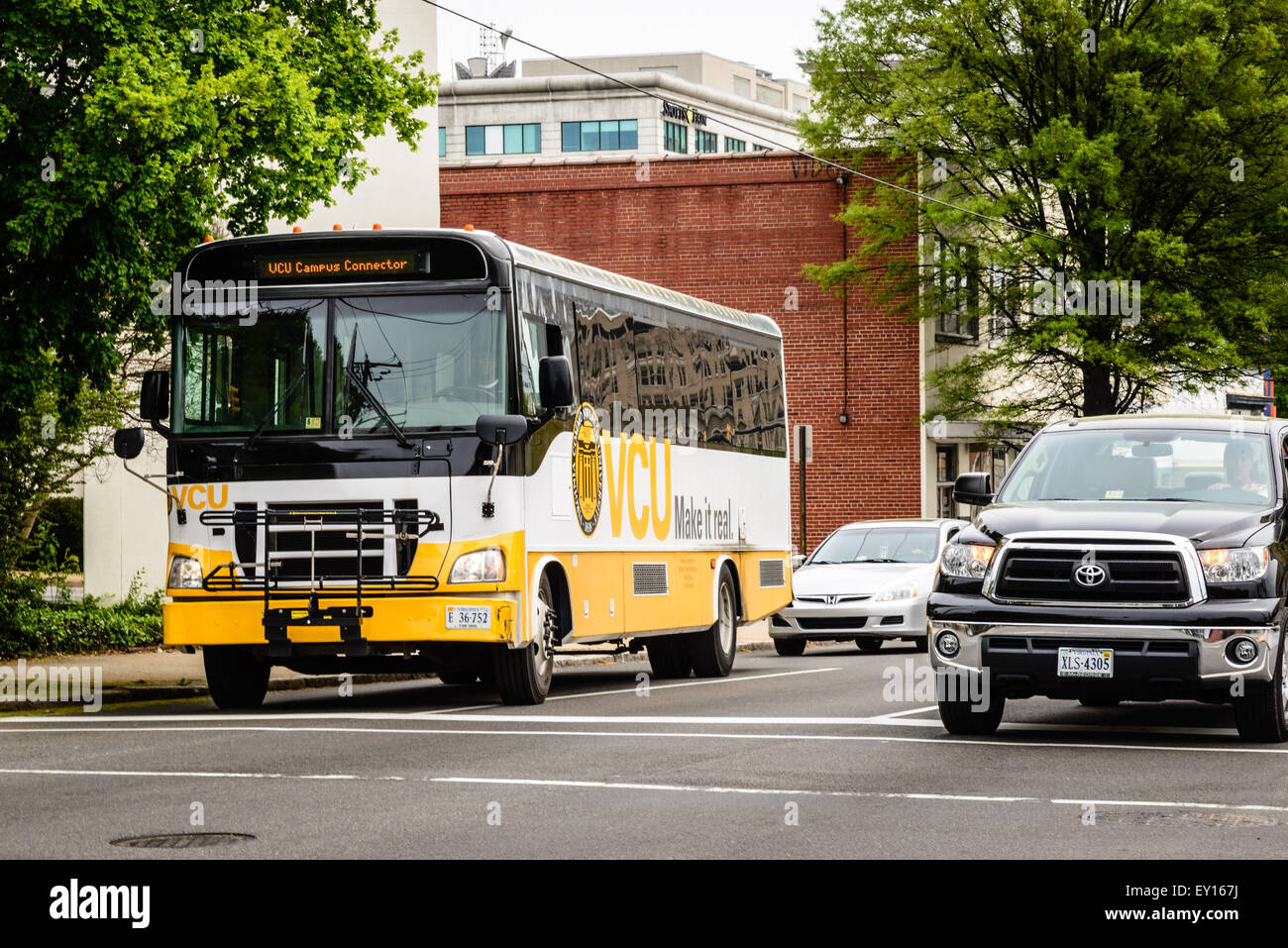 Virginia Commonwealth University Student Bus, East Main Street, Richmond, Virginia Foto Stock