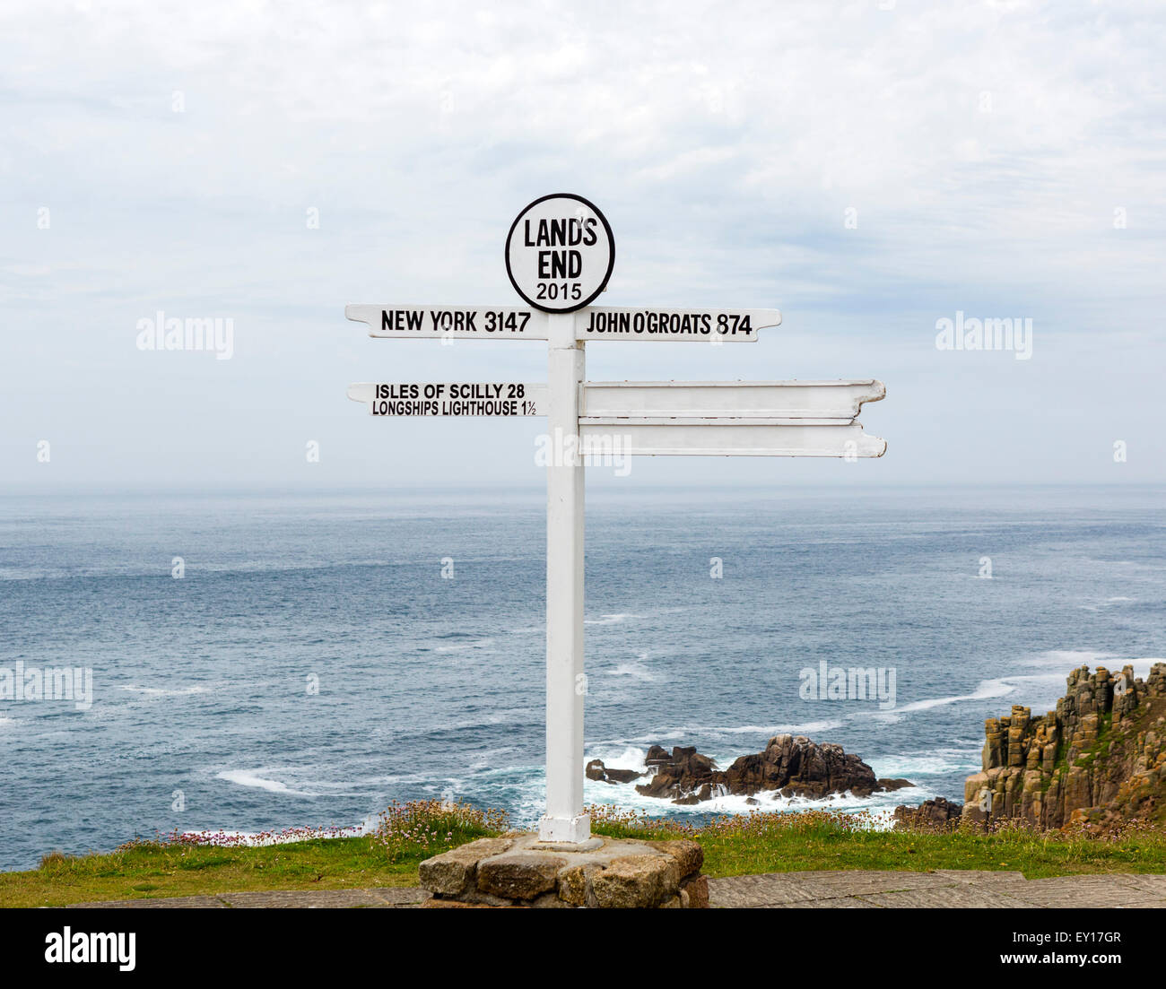 Segnaletica a terra del Fine, Cornwall, Regno Unito Foto Stock