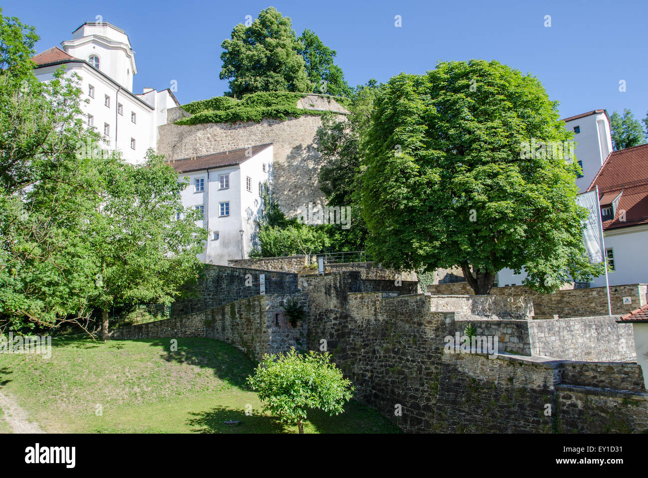 Veste Oberhaus è una fortezza che è stata fondata nel 1219 e, per la maggior parte del suo tempo, servita come roccaforte del Vescovo di Passau Foto Stock