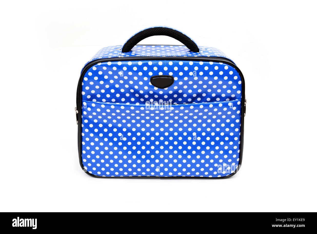 La maniglia blu borsa da viaggio isolato su sfondo bianco Foto Stock