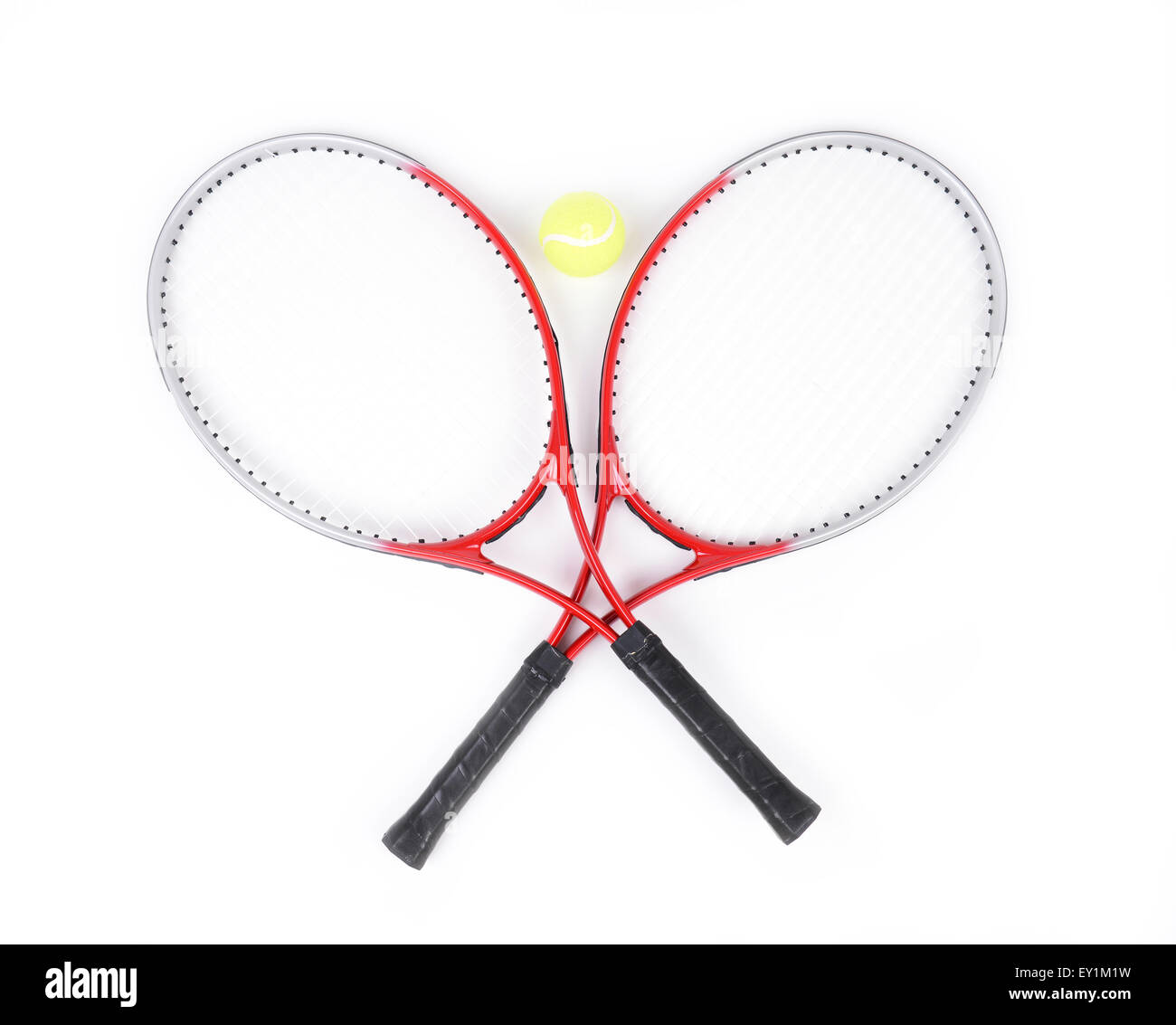 Racchetta da tennis isolati su sfondo bianco Foto Stock