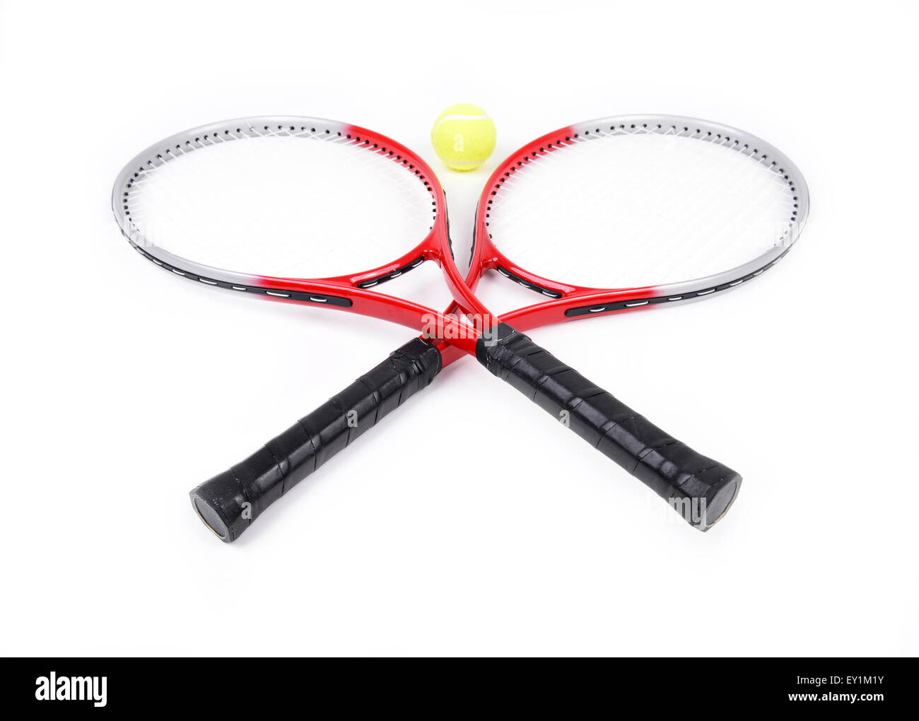 Racchetta da tennis isolati su sfondo bianco Foto Stock