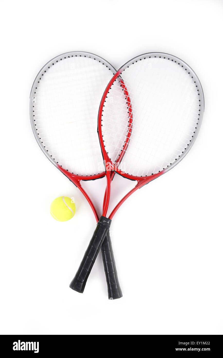 Racchetta da tennis isolati su sfondo bianco Foto Stock