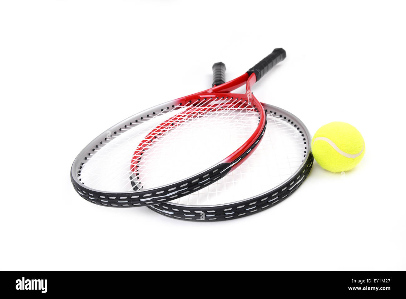 Racchetta da tennis isolati su sfondo bianco Foto Stock