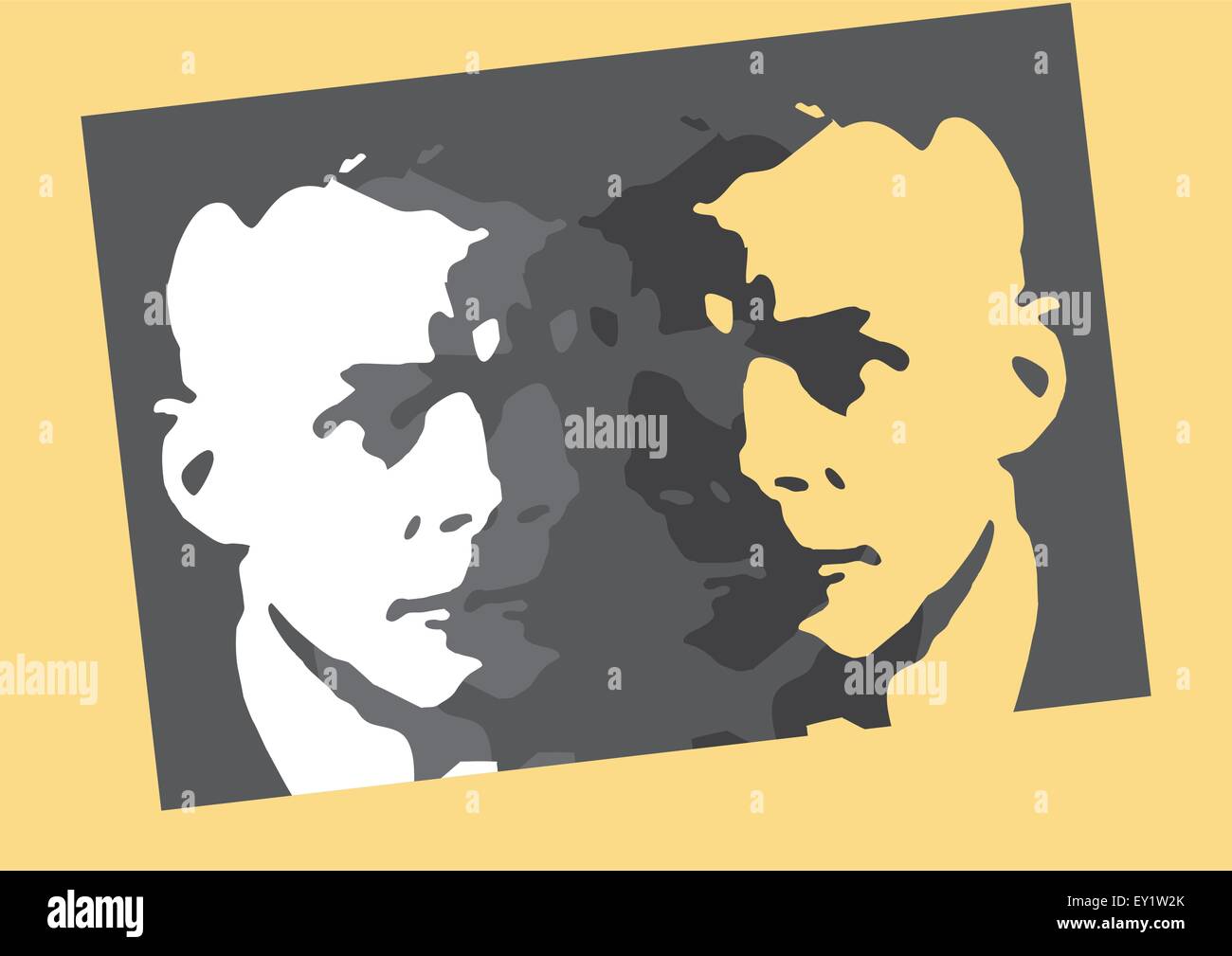 Mirroring di volto umano - illustrazione vettoriale Illustrazione Vettoriale