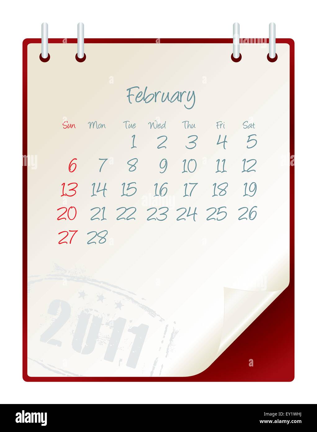 2011 calendario con una carta blanknote - illustrazione vettoriale Illustrazione Vettoriale