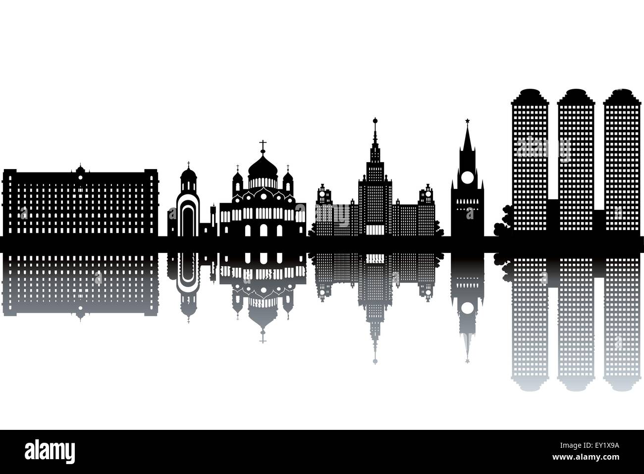 Lo skyline di Mosca - bianco e nero illustrazione vettoriale Illustrazione Vettoriale