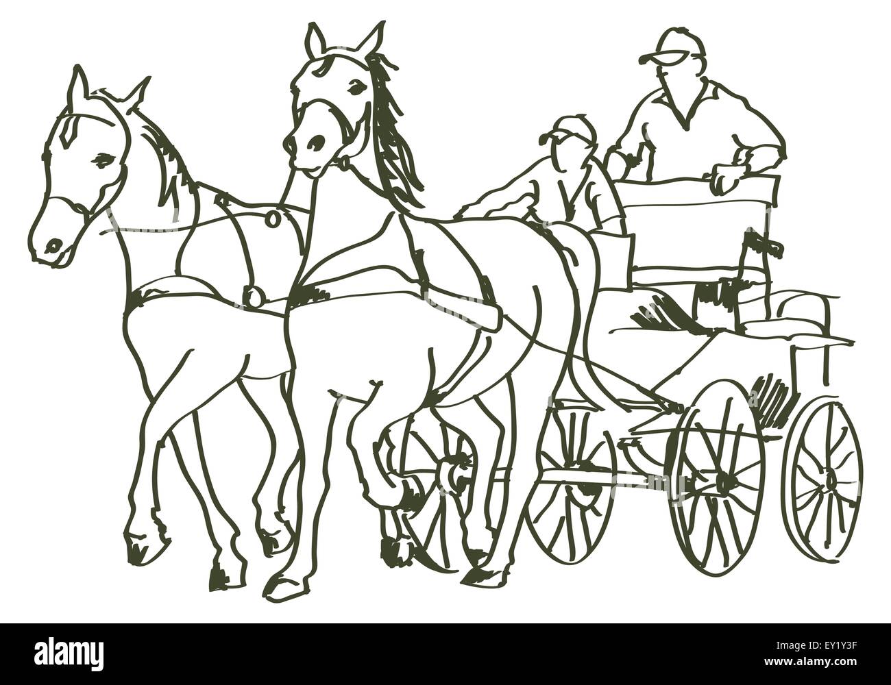 Disegnata a mano cavalli - illustrazione vettoriale Illustrazione Vettoriale