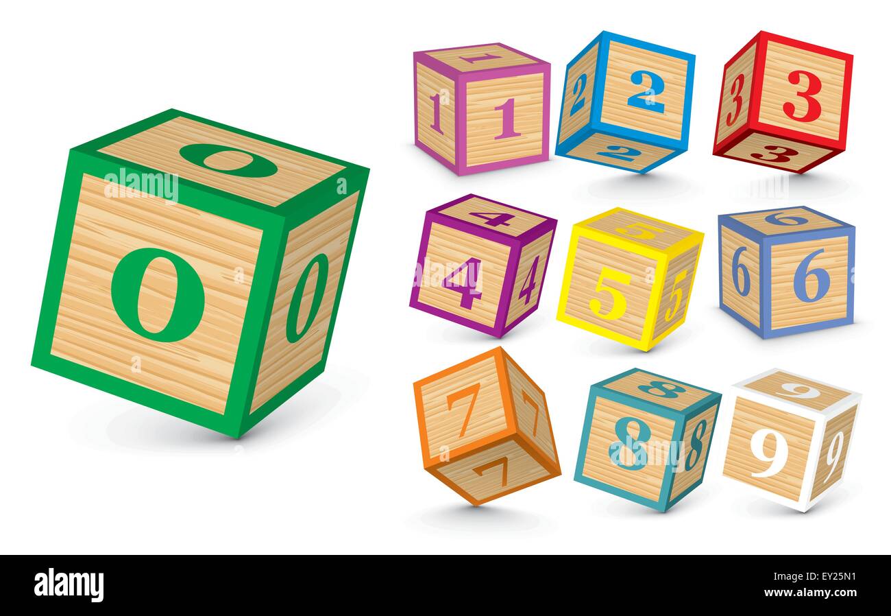 Numero di legno blocchi - illustrazione vettoriale Illustrazione Vettoriale