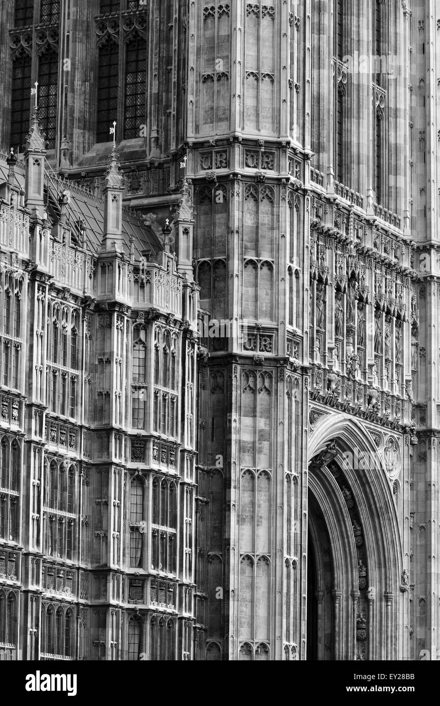 Una sezione del case del Parlamento in St Margaret Street, Londra, Inghilterra Foto Stock