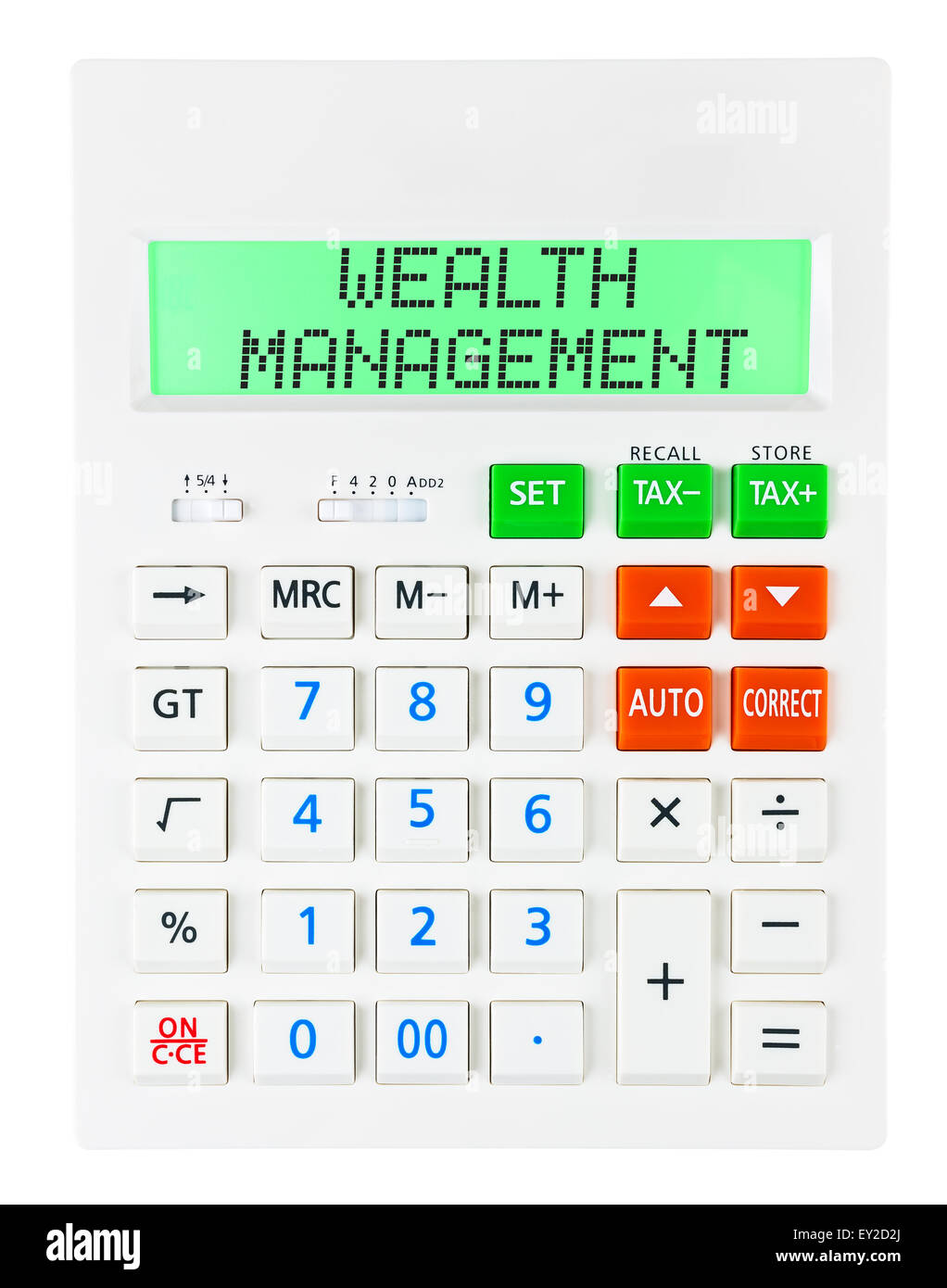 Calcolatrice con WEALTH MANAGEMENT Foto Stock