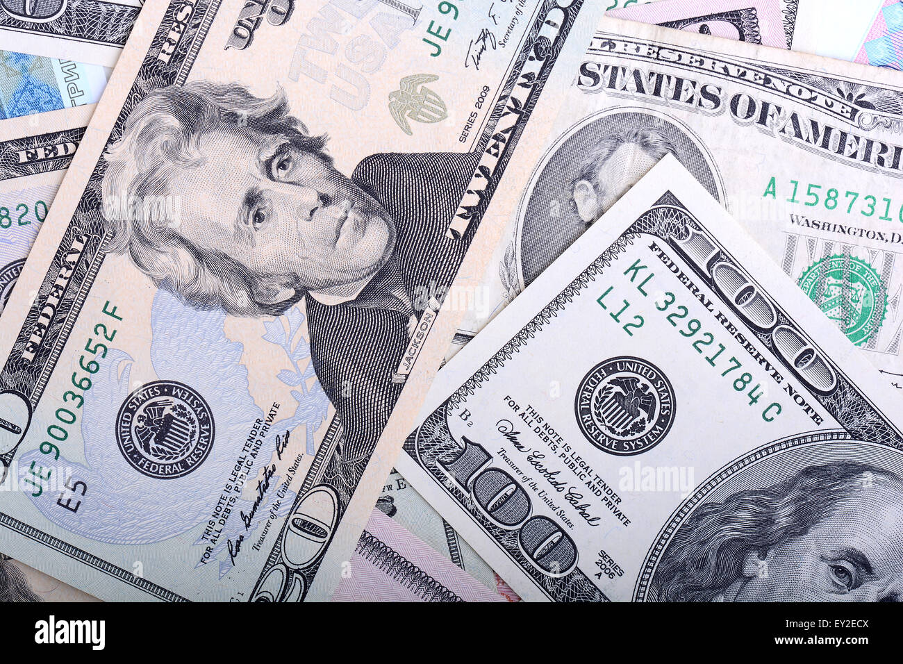 Ucraino grivna e i dollari americani Foto Stock