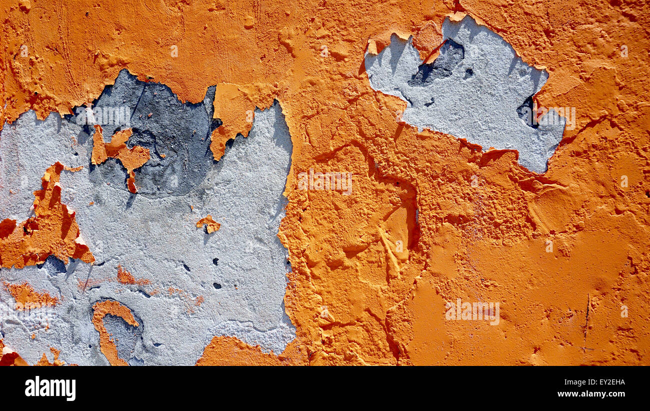 Il decadimento di colore arancione in parete Burano Venezia Italia Foto Stock