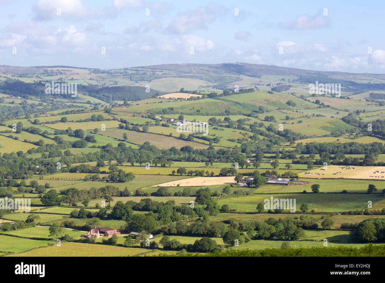 Shropshire campagna dalla lunga Mynd, Shropshire, Inghilterra, Regno Unito Foto Stock