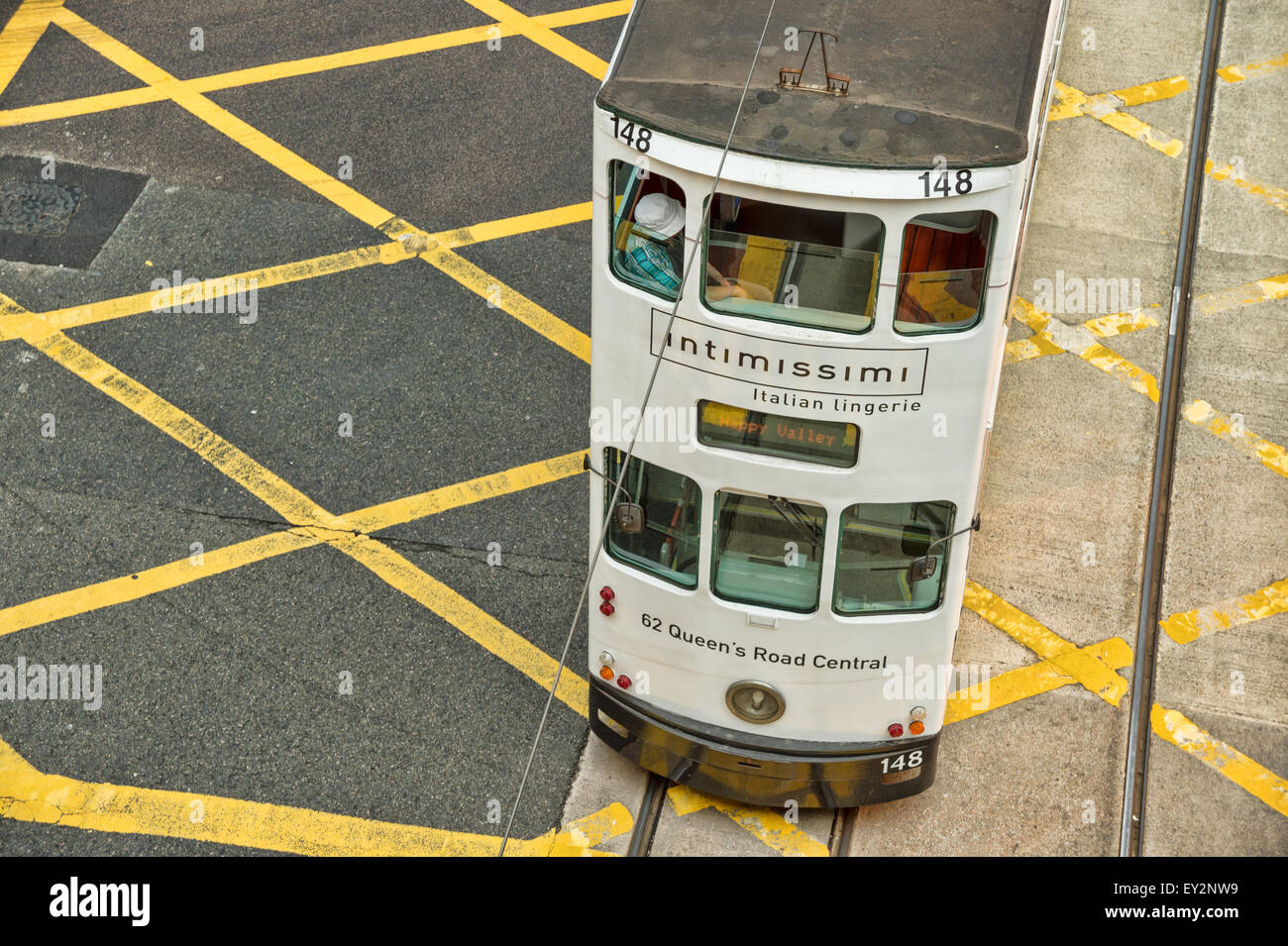 In Tram in centrale, Isola di Hong Kong, Hong Kong, Cina, Asia Foto Stock