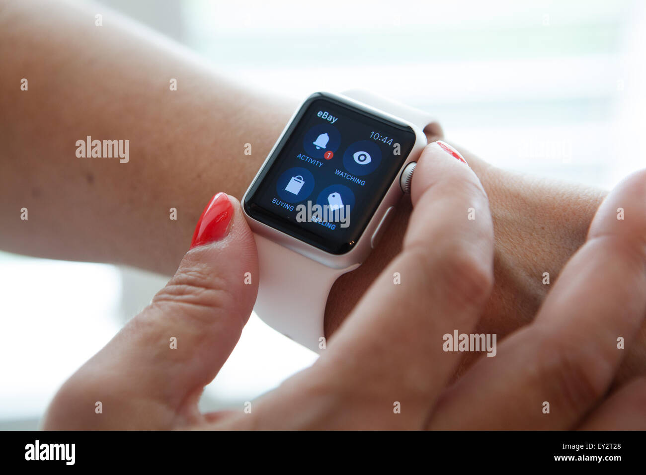 Apple guarda la visualizzazione di Ebay nella schermata Home. Foto Stock