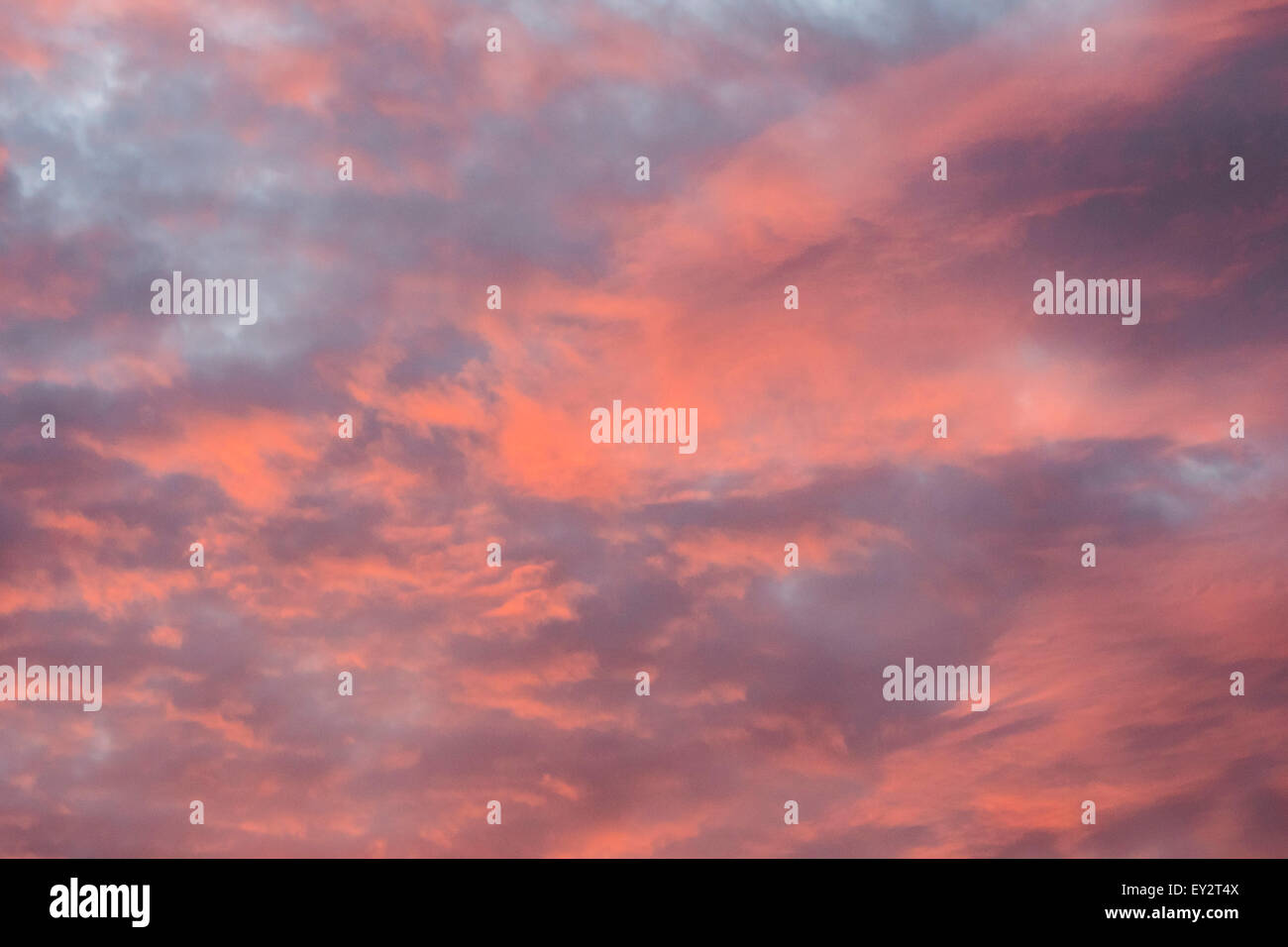 Colorato di rosa e arancio nuvole al tramonto Foto Stock