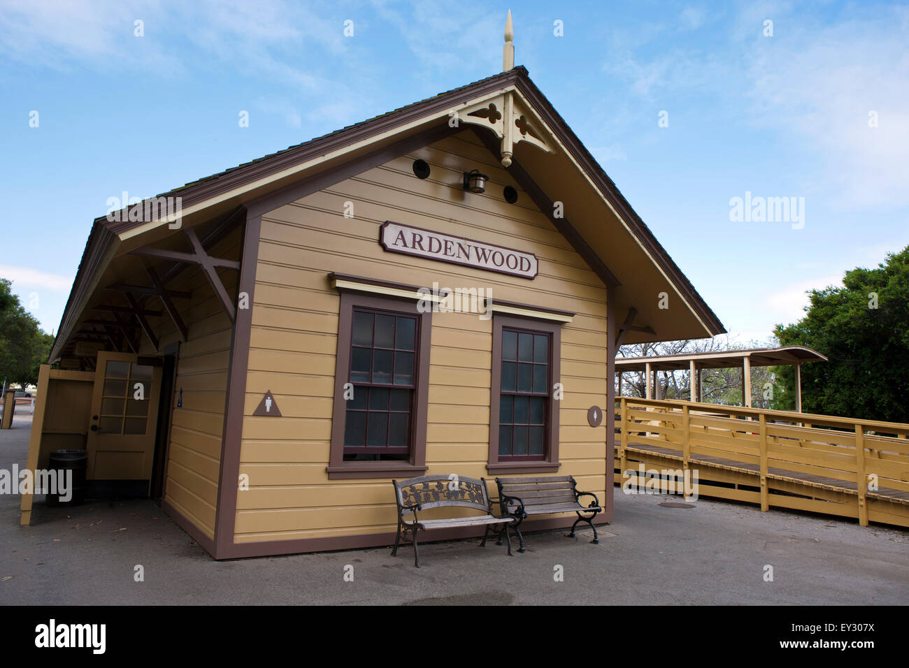 Stazione ferroviaria di Ardenwood Historic Farm, Fremont, California, Stati Uniti d'America Foto Stock