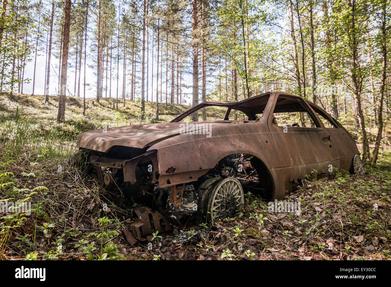 Un auto abbandonate Foto Stock