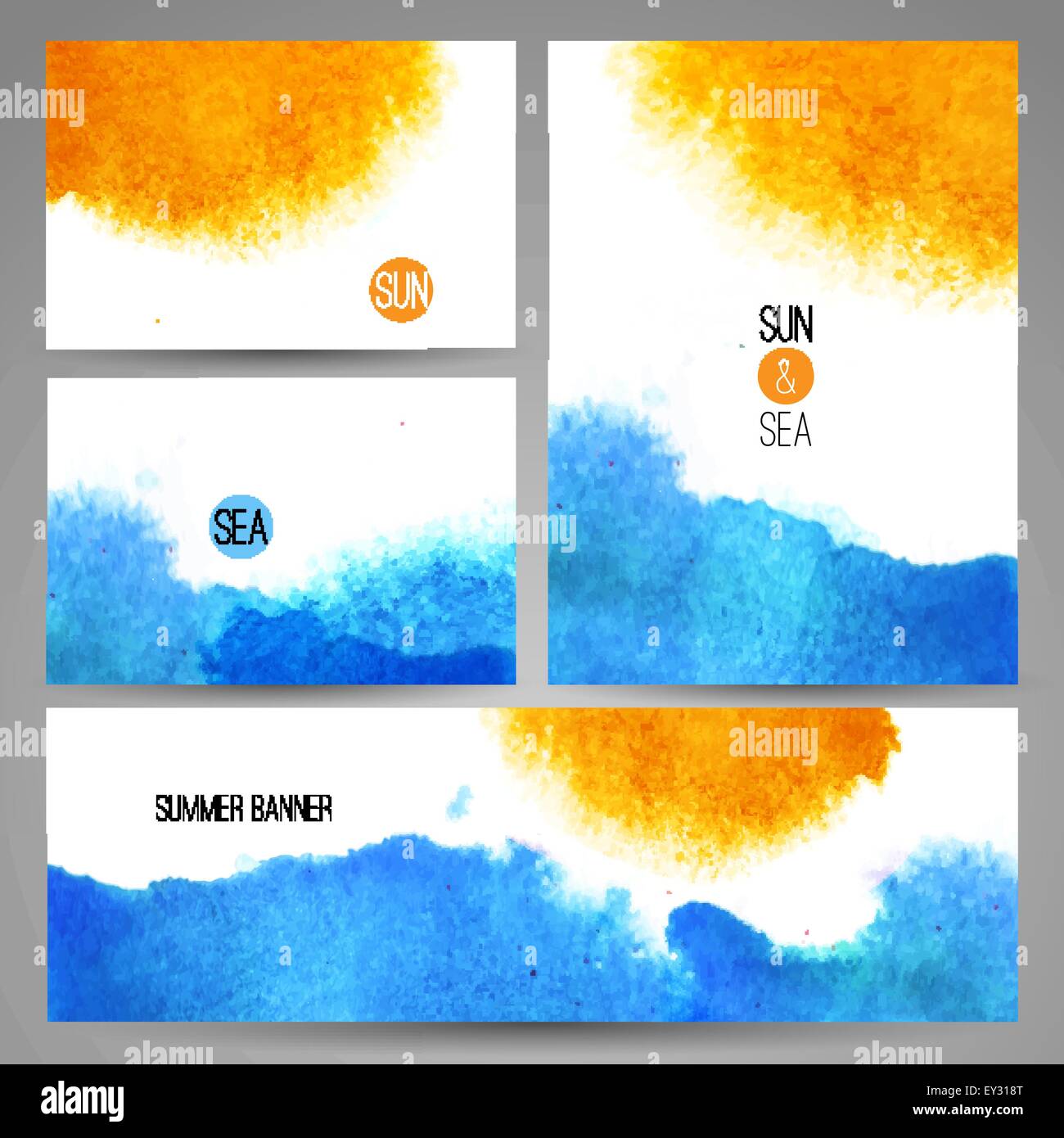 Acquerello sullo sfondo del mare un poster o un modello di scheda tecnica del vettore Illustrazione Vettoriale