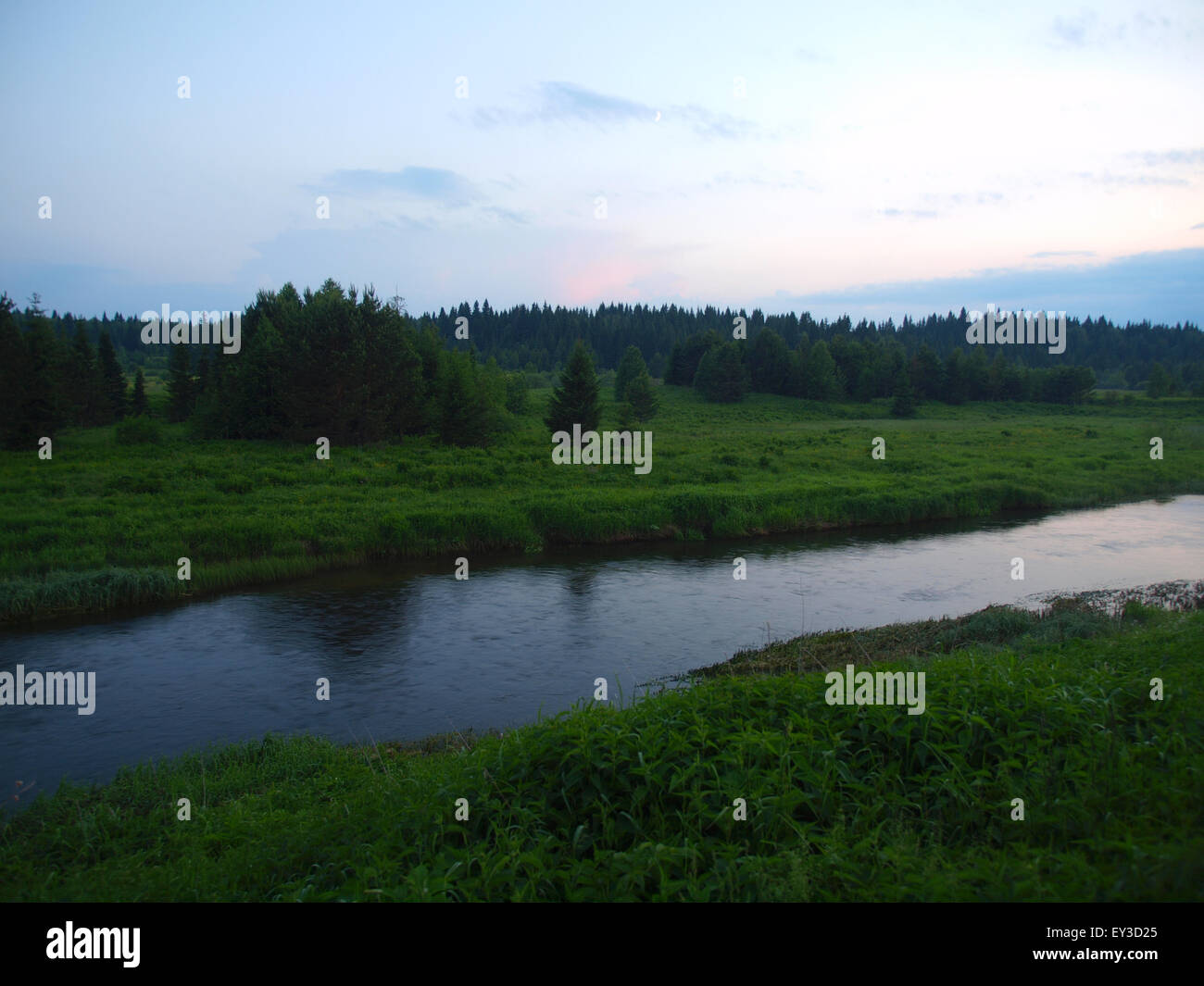 Tramonto sul fiume Ural Foto Stock