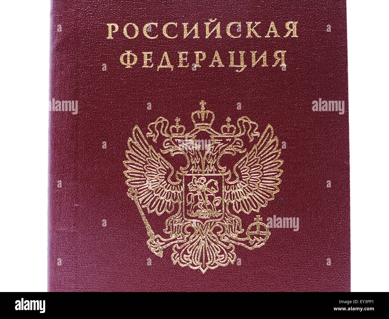 Passaporto russo su sfondo bianco Foto Stock