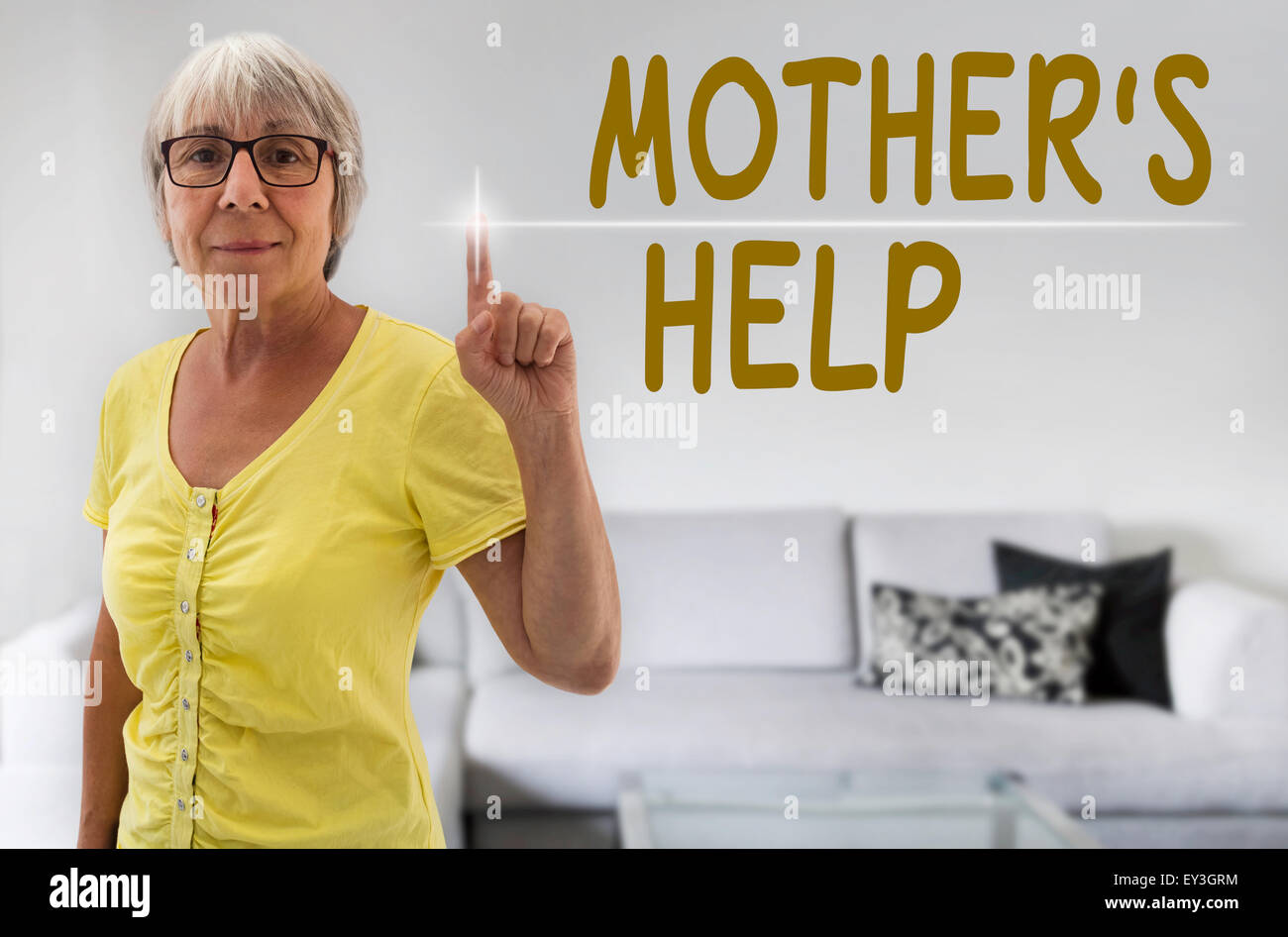 Le madri aiutare il touchscreen è rappresentato dagli alti. Foto Stock