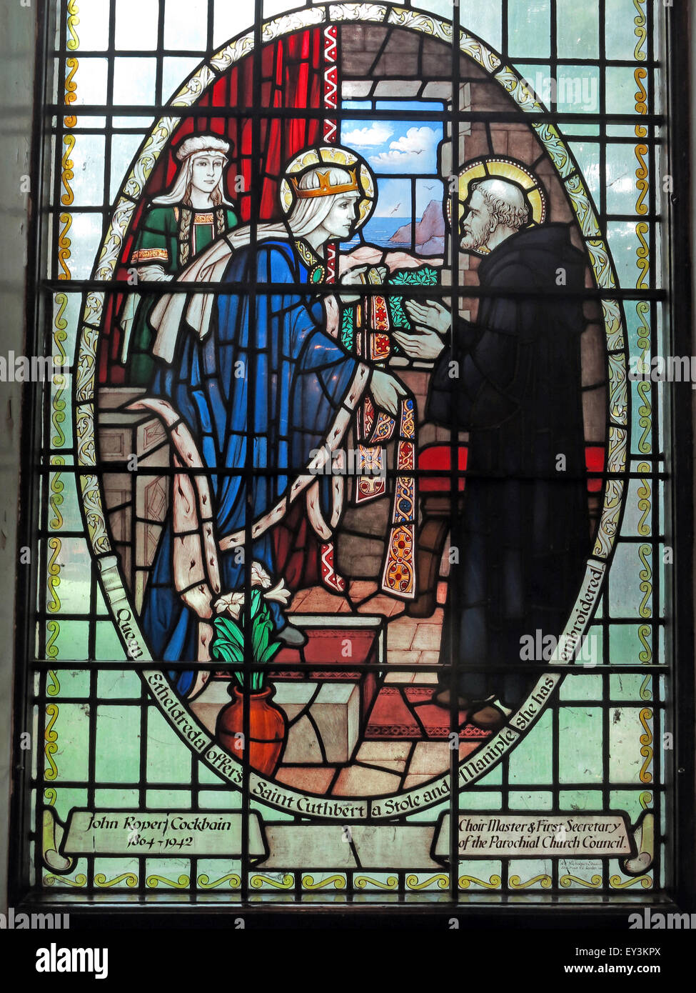 St Cuthberts Chiesa,Carlisle,Cumbria,l'Inghilterra,UK interni - Regina Etheldred Foto Stock