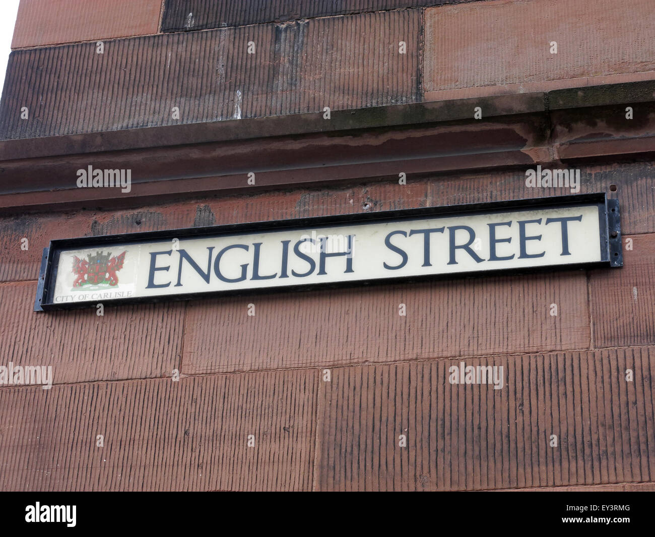 Strade in Carlisle denominato INGLESE O SCOZZESE, Cumbria, Regno Unito - Paese di frontiera Foto Stock