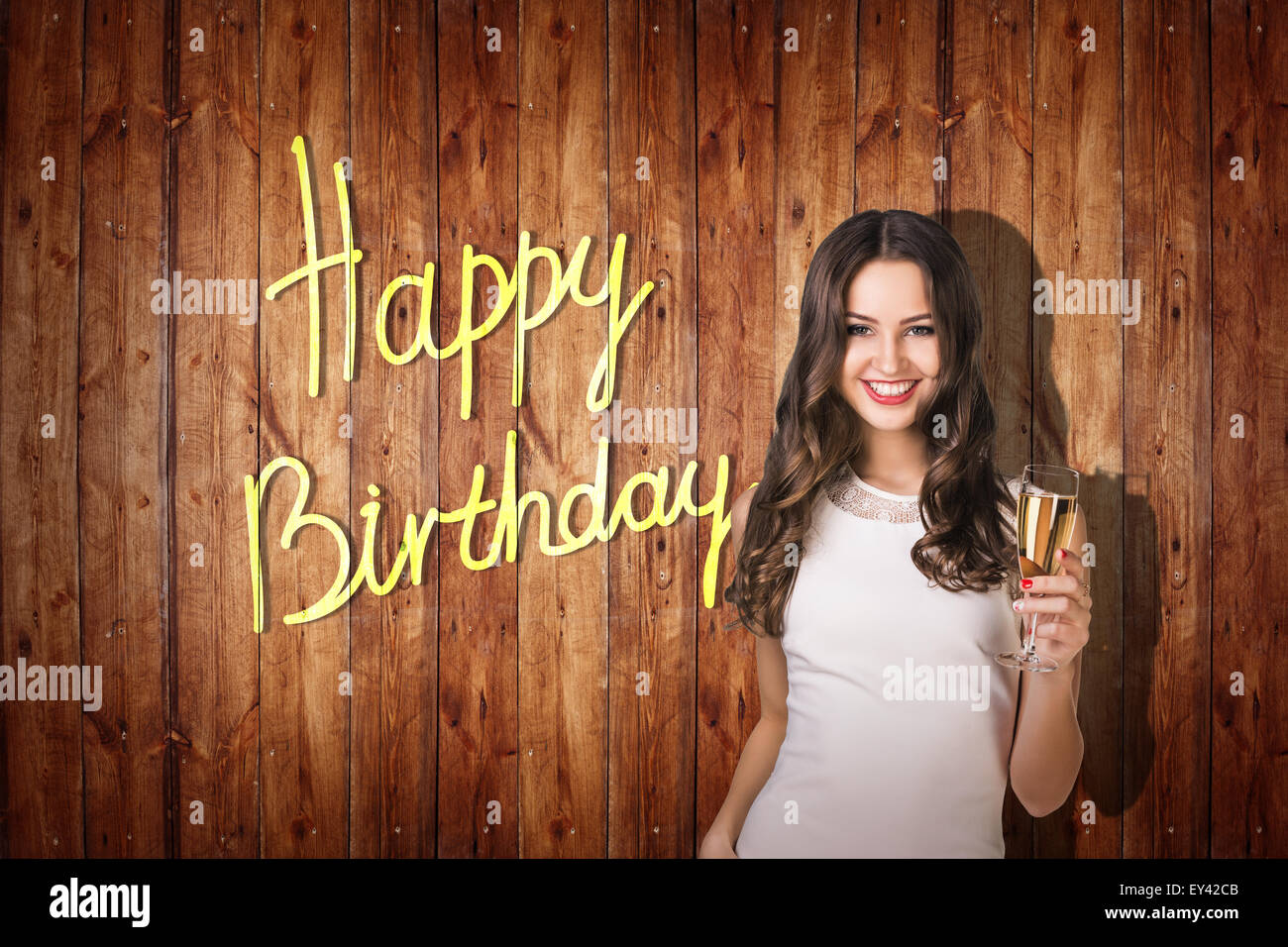 Ragazza giovane festeggiare il compleanno. Foto Stock