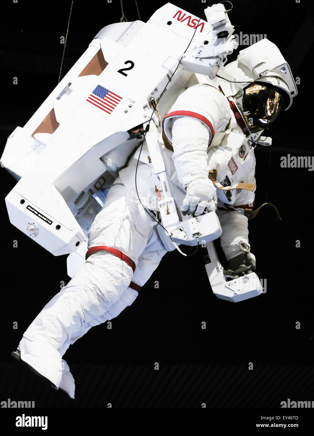Astronauta tuta spaziale, Kennedy Space Center Visitor Complex, cape Canaveral, in Florida, Stati Uniti d'America Foto Stock